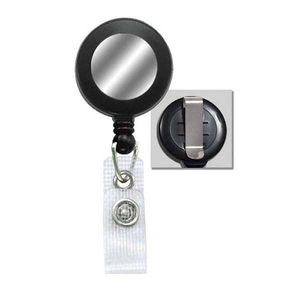 Bild von Black badge reel with belt clip, strap and silver sticker. 60270175 (DE,SE,NO,FI,RO,PL)