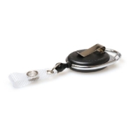 Bild von Black carabiner ID badge reel with belt clip and strap. 60270149 (DE,SE,NO,FI,RO,PL)
