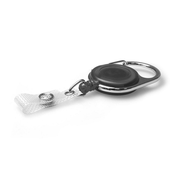 Bild von Black translucent carabiner badge reel with reinforced strap. 60270140 (DE,SE,NO,FI,RO,PL)