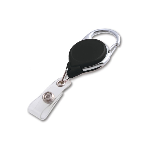 Bild von Black carabiner ID badge reel with strap. 60270170 (DE,SE,NO,FI,RO,PL)