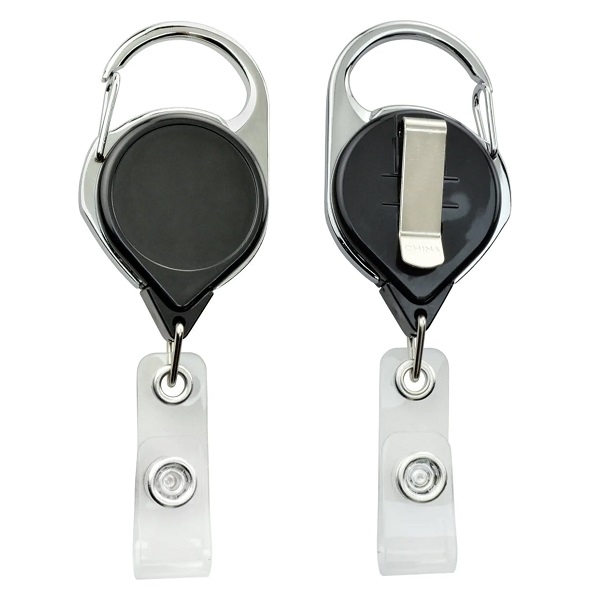 Bild von Schwarzer Karabiner-ID-Badge-Reel mit Gürtelclip und Band. 60270143