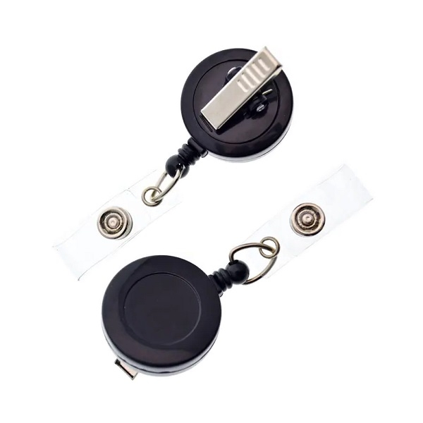 Bild von Schwarzer Karabiner-ID-Kartenhalter mit Feder-Belt-Clip, drehbar (360°) und Band. 60270191