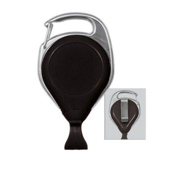 Bild von Black carabiner No-Twist ID badge reel with belt clip and card clip. 60270142 (DE,SE,NO,FI,RO,PL)