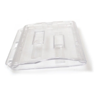 Picture of 2 card cardholder / carrying case rigid plastic Double Slider Bar with lock clear (horizontal / landscape). 60270270
