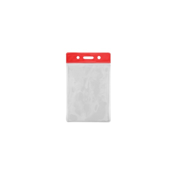 Bild von 86x54 mm Card holder / carrying case soft plastic. Red top / clear (vertical / portrait). 60270305 (DE,SE,NO,FI,RO,PL)