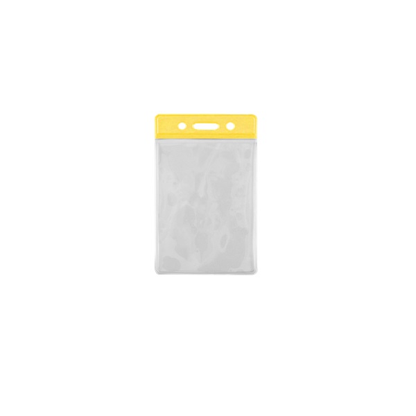 Bild von 86x54 mm Card holder / carrying case soft plastic. Yellow top / clear (vertical / portrait). 60270307 (DE,SE,NO,FI,RO,PL)