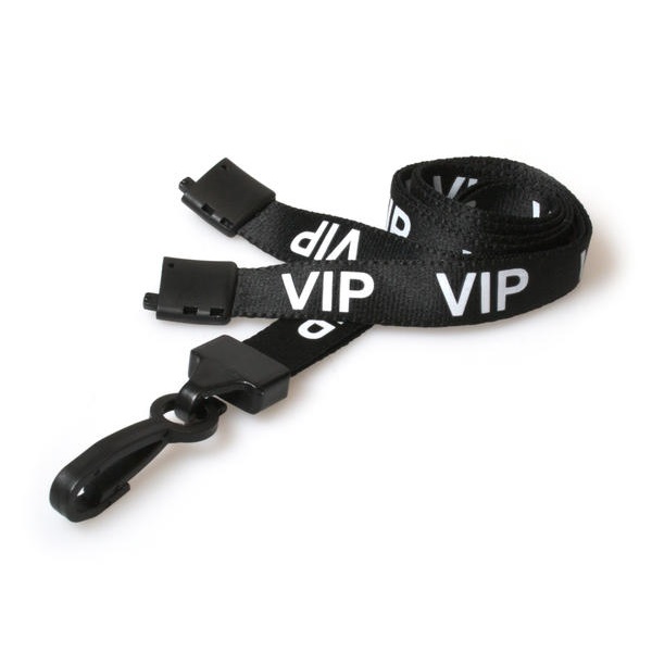 Bild von VIP black lanyard / keyhanger 15 mm with plastic J clip. 60270591 (DE,SE,NO,FI,RO,PL)