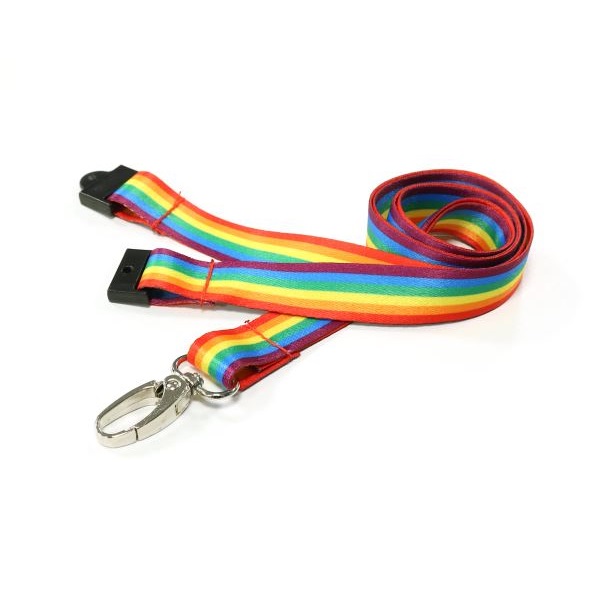 Bild von Recycled rainbow lanyard / keyhanger 15 mm with metal lobster clip. 60270585 (DE,SE,NO,FI,RO,PL)