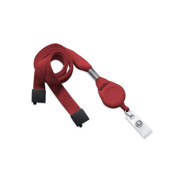 Bild von Red 16 mm flat tubular breakaway lanyards with attached yoyo card reel and clear vinyl strap. 60270625 (DE,SE,NO,FI,RO,PL)