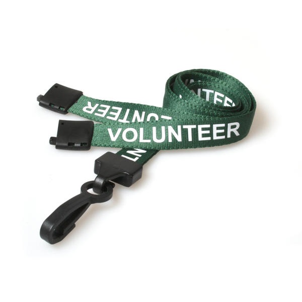 Bild von Volunteer green lanyard / keyhanger 15 mm with plastic J clip. 60270582 (DE,SE,NO,FI,RO,PL)