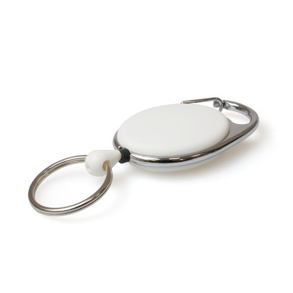 Bild von White carabiner ID badge reel with key ring. 60270226 (DE,SE,NO,FI,RO,PL)