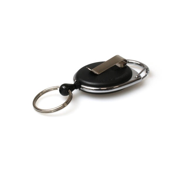 Bild von Black solid carabiner ID badge reel with belt clip and key ring. 60270230 (DE,SE,NO,FI,RO,PL)