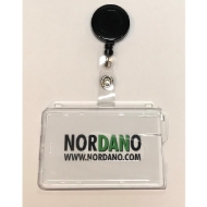 Bild von Cardholder / carrying case rigid plastic with lock clear (horizontal / landscape) with a black badge reel, strap clip. 60270126+60270176 (DE,SE,NO,FI,RO,PL)