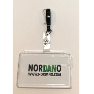 Bild von Cardholder / carrying case rigid plastic with lock clear (horizontal / landscape) with a black badge reel, strap clip. 60270126+60270176 (DE,SE,NO,FI,RO,PL)