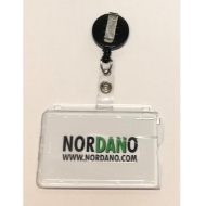 Bild von Cardholder / carrying case rigid plastic with lock clear (horizontal / landscape) with a black badge reel, strap clip. 60270126+60270176 (DE,SE,NO,FI,RO,PL)