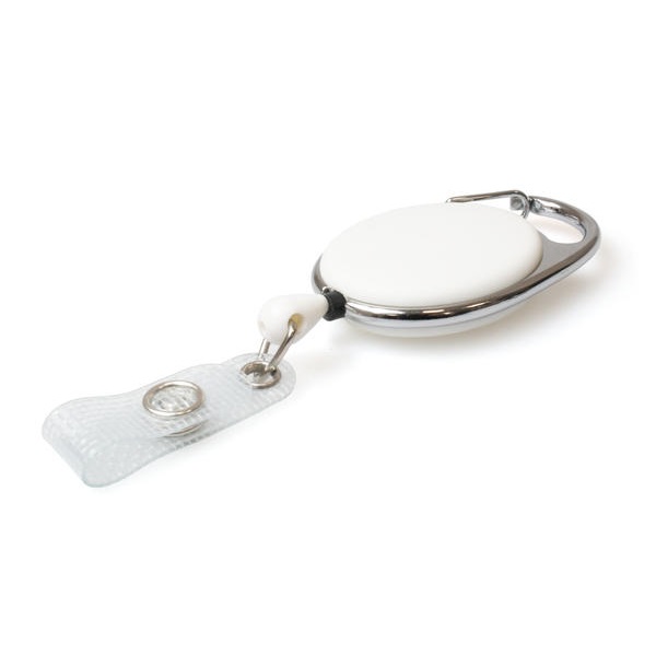 Bild von White carabiner ID badge reel with reinforced strap. 60270232 (DE,SE,NO,FI,RO,PL)