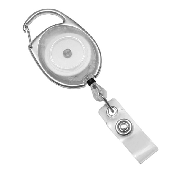 Bild von White translucent carabiner ID badge reel with strap. 60270174 (DE,SE,NO,FI,RO,PL)