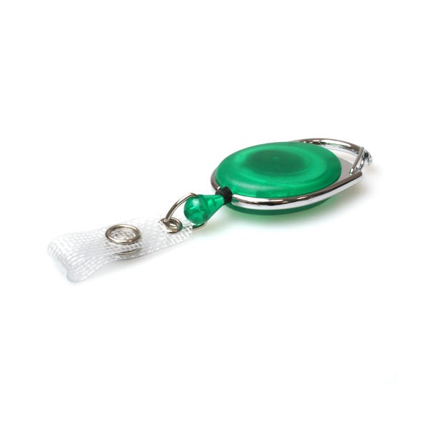 Bild von Green translucent carabiner ID badge reel with reinforced strap. 60270234 (DE,SE,NO,FI,RO,PL)