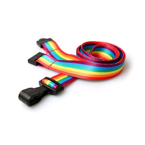 Bild von Recycled rainbow lanyard / keyhanger 15 mm with Plastic J-Clip. 60270594 (DE,SE,NO,FI,RO,PL)