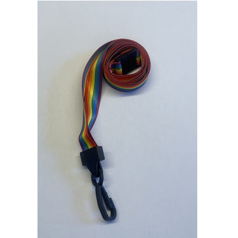 Bild von Recycled rainbow lanyard / keyhanger 15 mm with Plastic J-Clip. 60270586 (DE,SE,NO,FI,RO,PL)