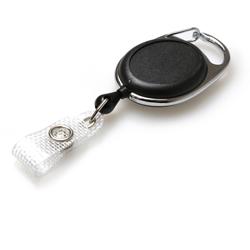 Bild von Black carabiner ID badge reel with reinforced strap clip and with Recess(for sticker use). 60270238 (DE,SE,NO,FI,RO,PL)