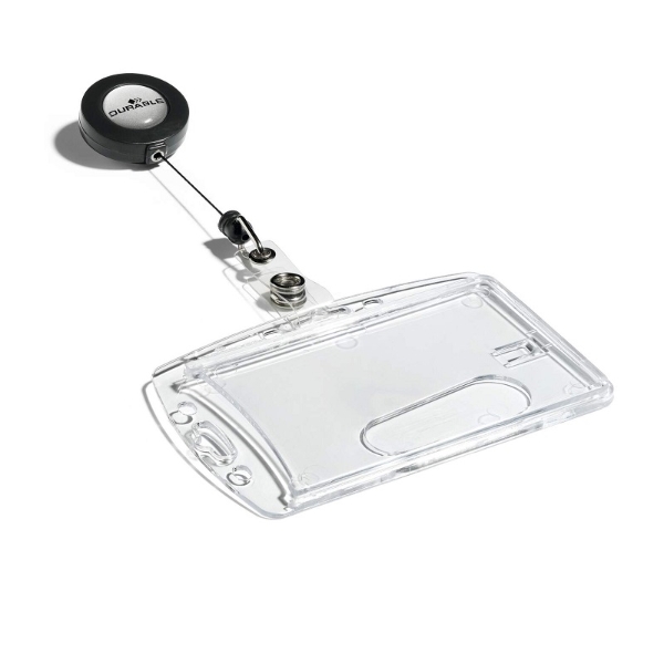Bild von Durable Identity ID Badge/Badge Holder with badge reel. Enclosed card holder / carrying case rigid plastic (horizontal/landscape or vertical/portrait) with badge reel. 60270296 (DE,SE,NO,FI,RO,PL)