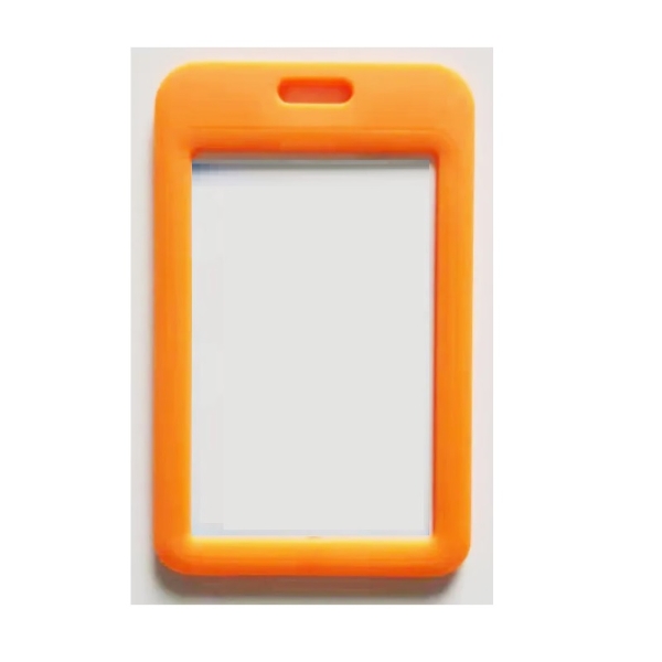 Bild von Orange 86x54 mm Card holder / carrying case hard plastic / Badge holder. Clear on both sides (vertical / portrait). 60270343 (DE,SE,NO,FI,RO,PL)