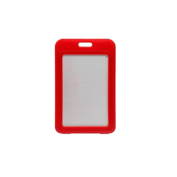Bild von Red 86x54 mm Card holder / carrying case hard plastic / Badge holder. Clear on both sides (vertical / portrait). 60270345 (DE,SE,NO,FI,RO,PL)