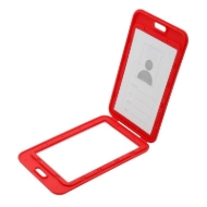 Bild von Red 86x54 mm Card holder / carrying case hard plastic / Badge holder. Clear on both sides (vertical / portrait). 60270345 (DE,SE,NO,FI,RO,PL)