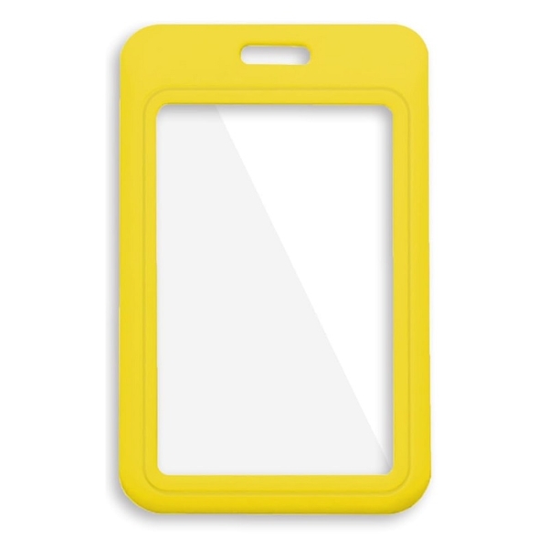 Bild von Yellow 86x54 mm Card holder / carrying case hard plastic / Badge holder. Clear on both sides (vertical / portrait). 60270347 (DE,SE,NO,FI,RO,PL)