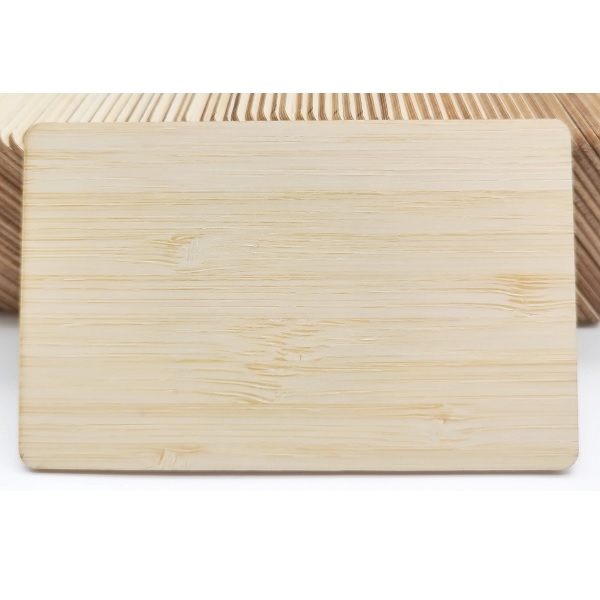 Picture of NTAG 215 "Plastic card" in wood material with RFID 13.56 MHz chip. 70102151