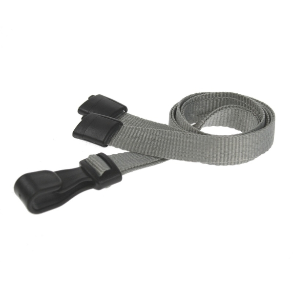 Bild von Grey lanyard / Keyhanger 10 mm with plastic J clip - 100% polyester. 60270550 (DE,SE,NO,FI,RO,PL)