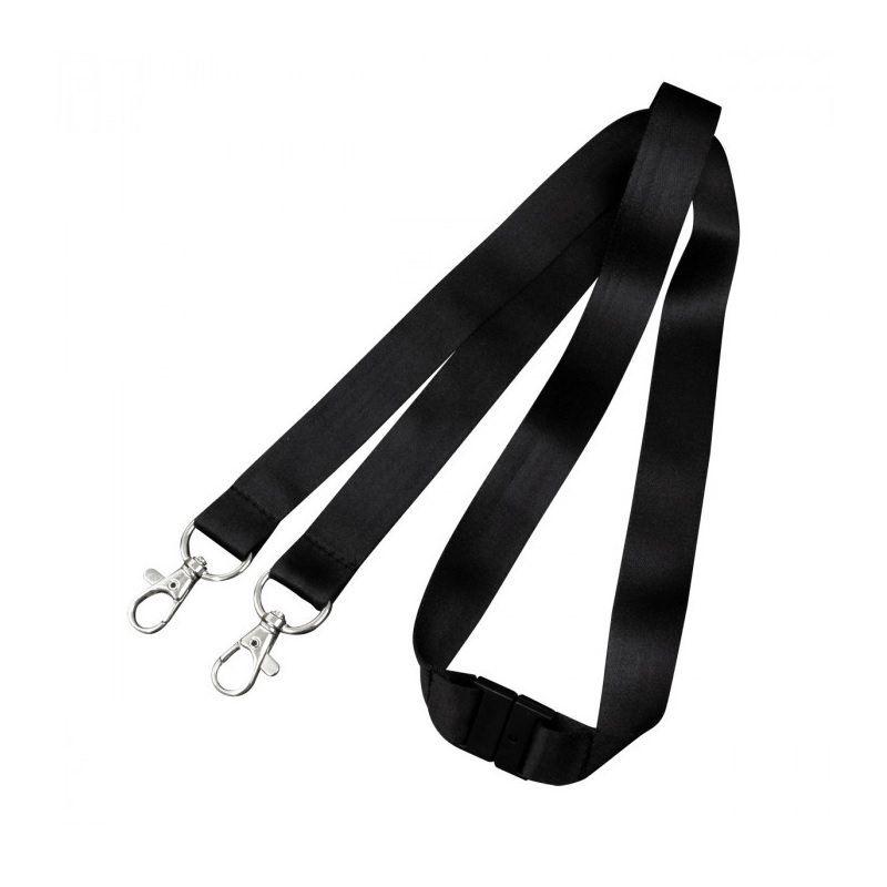 Bild von Black Event Double Clip lanyard / keyhanger 15 mm with metal trigger clips. 60270761 (DE,SE,NO,FI,RO,PL)