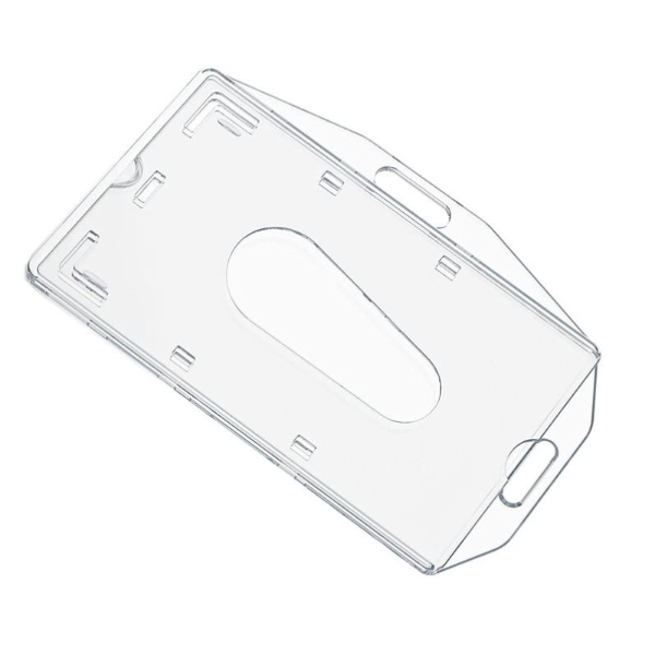 Picture of ID Badge/Badge Holder. Enclosed card holder / carrying case rigid plastic (horizontal/landscape or vertical/portrait). 60270271