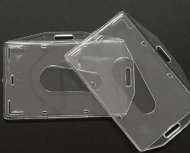 Picture of ID Badge/Badge Holder. Enclosed card holder / carrying case rigid plastic (horizontal/landscape or vertical/portrait). 60270271